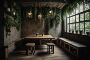 ไอเดียตกแต่งร้านอาหาร ร้านสไตล์สวนสวยด้วยผนังต้นไม้เทียม