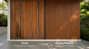 เปรียบเทียบไม้จริงและไม้เทียมภายนอกสำหรับงานตกแต่ง